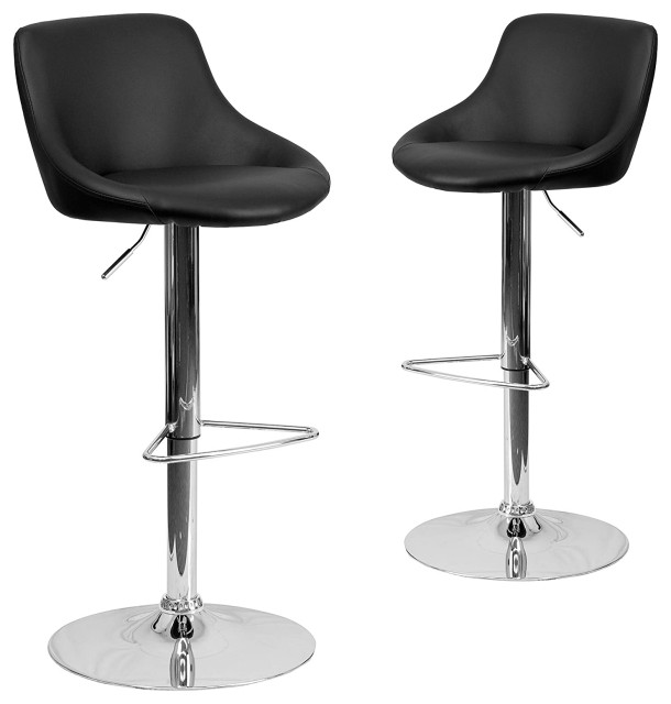 2 Pack Contemporary Bar Stool Bucket Vinyl Seat With Adjustable Height   Home Design 