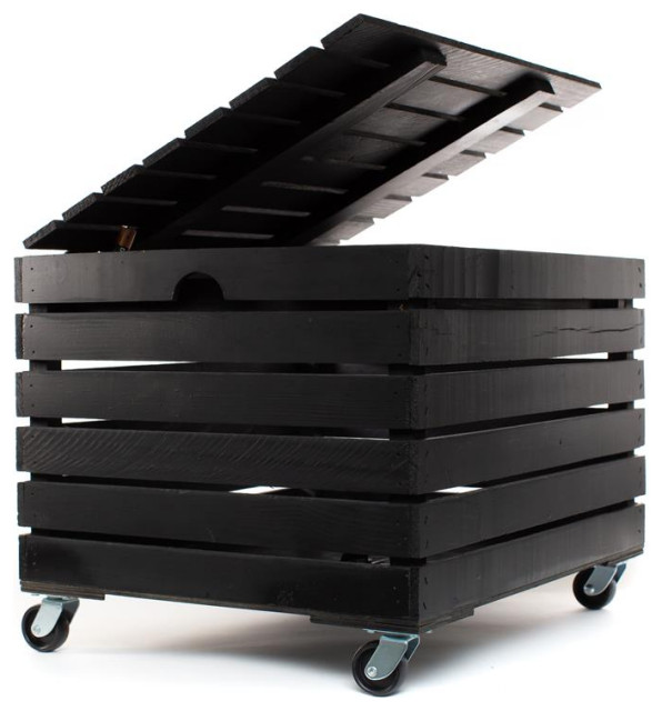 At Home on Main Handmade Wood Utility Storage Crate with Wheels in