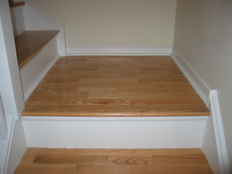 Natural Red Oak Wood Floors 3 Strip on Stairs Contemporary