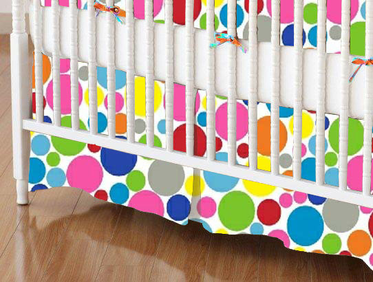SheetWorld, Mini Crib Skirt, 24x39, Primary Colorful Dots