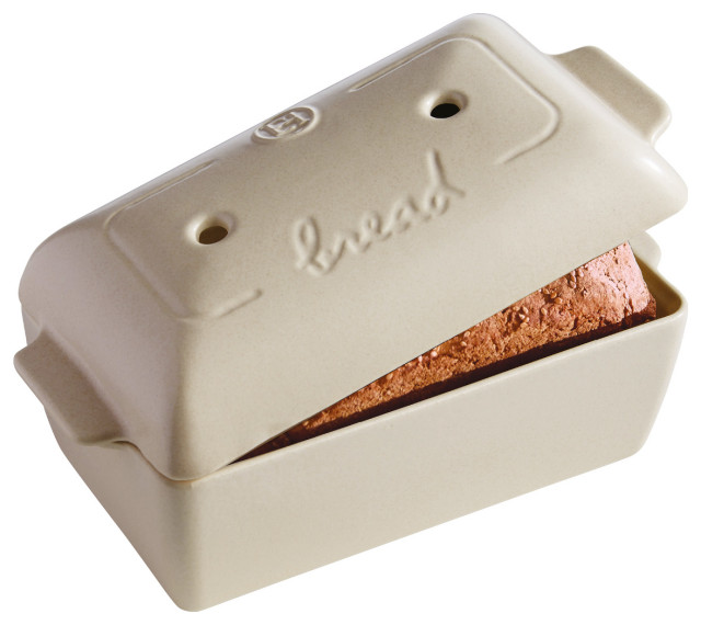 Emile Henry Linen Ceramic 2 Quart Bread Loaf Baker No Holes