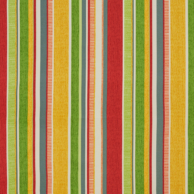 Green Yellow Red Blue Contemporary Stripes Outdoor Upholstery Fabric By The Yard