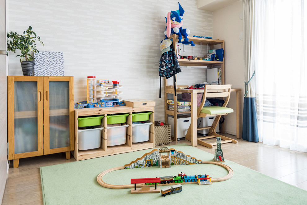 Design ideas for a medium sized scandi kids' bedroom for boys in Other.