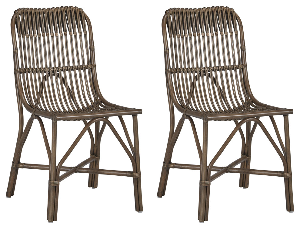 Addie Accent Dining Chairs Set of 2 in Coffee Brown Tropical Dining