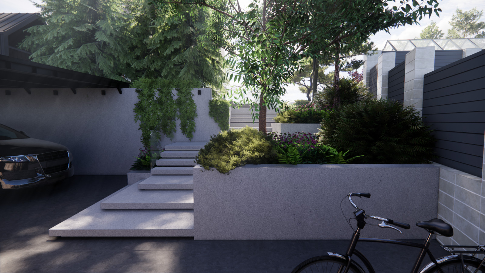 Лестница от парковки к дому