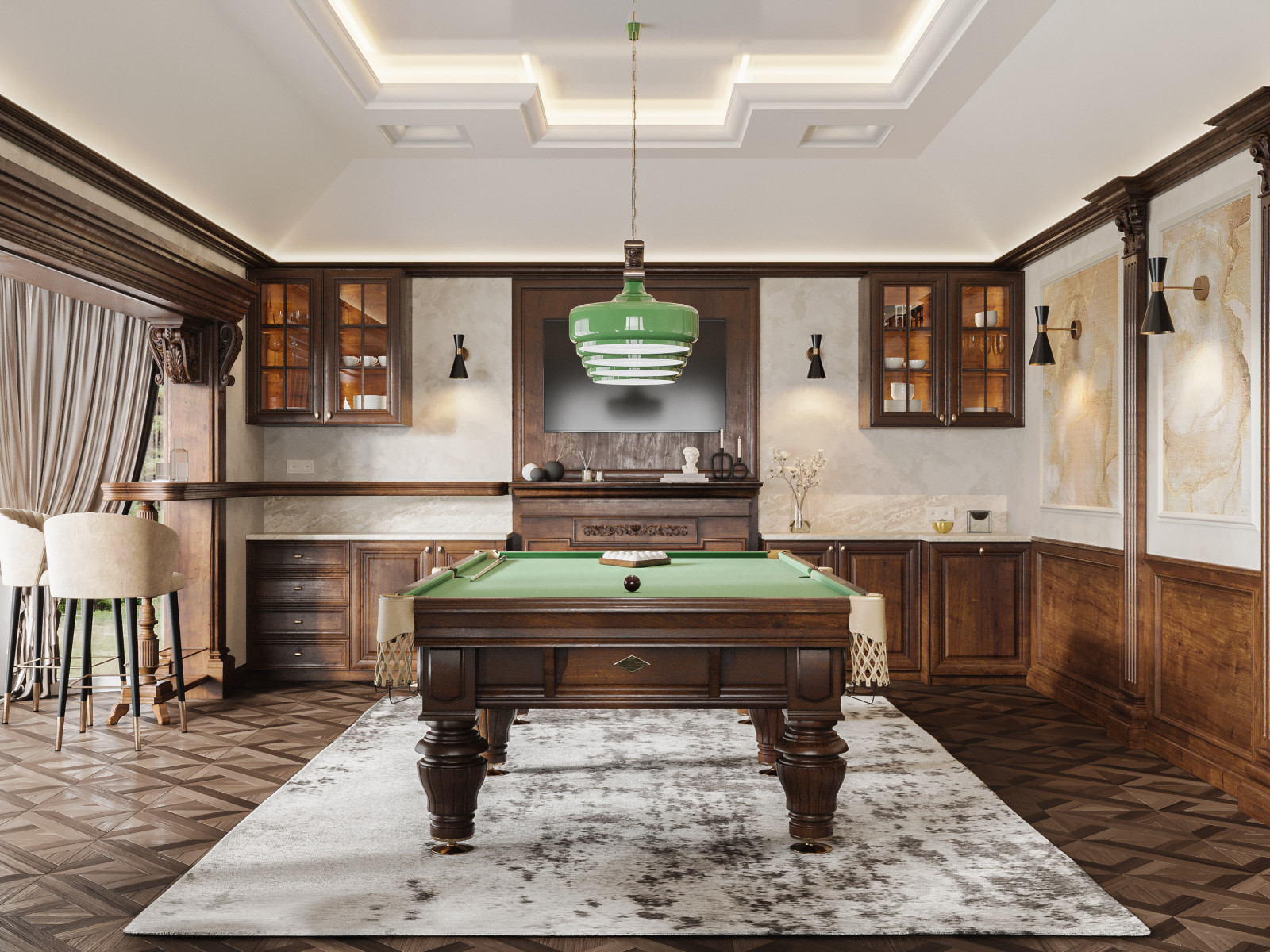 Дизайн бильярдной в частном доме
