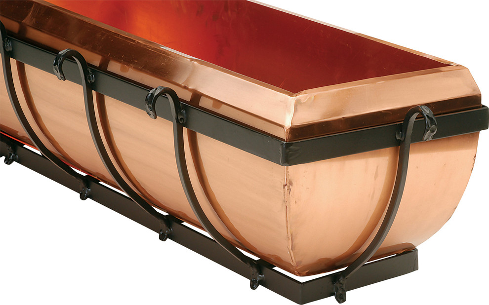 Copper Window Box Planter, 30" Traditional Outdoor Pots And