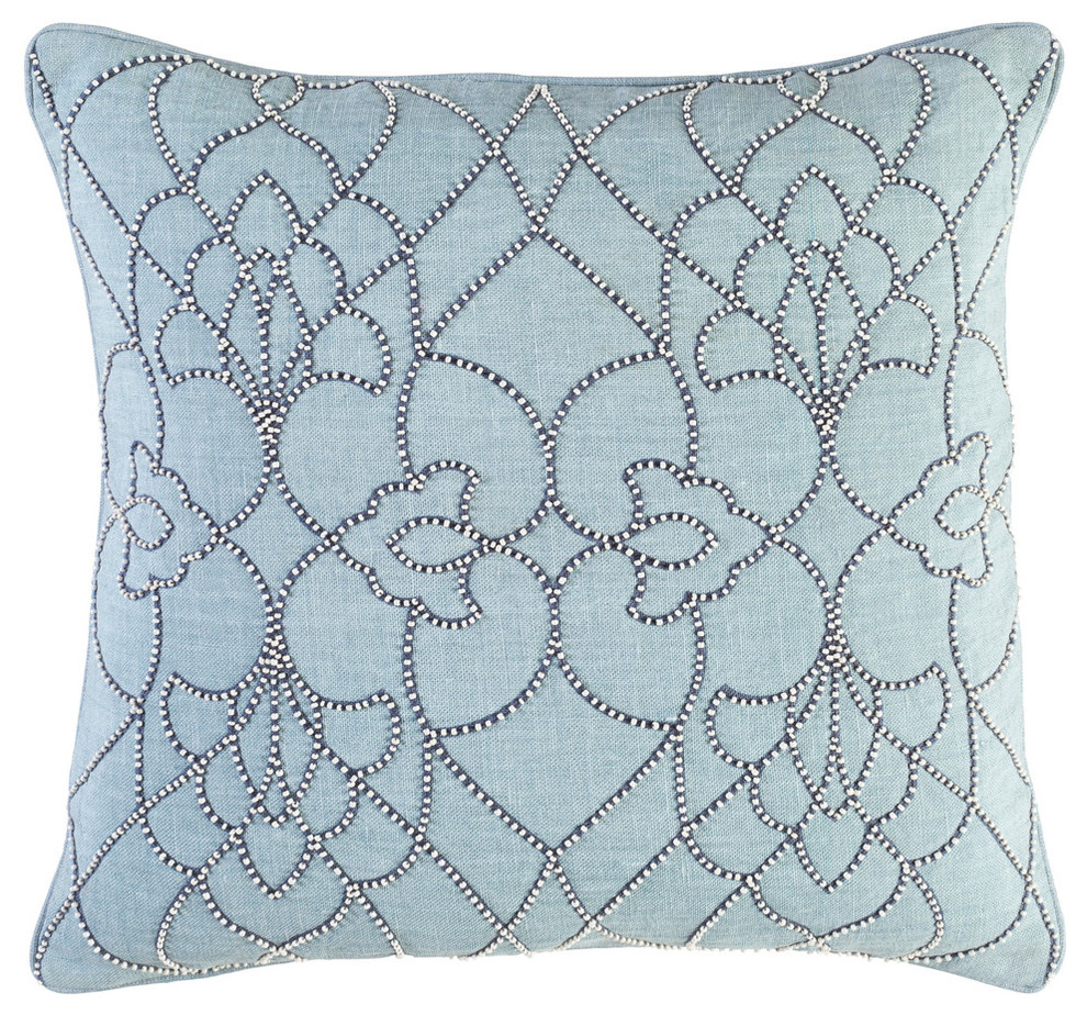 Surya Dotted Pirouette 20x20x0.25 Blue Pillow Cover
