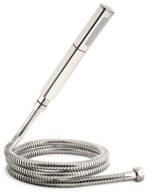 Soft Modern Dual-Function Handshower With Hose, Nickel Silver