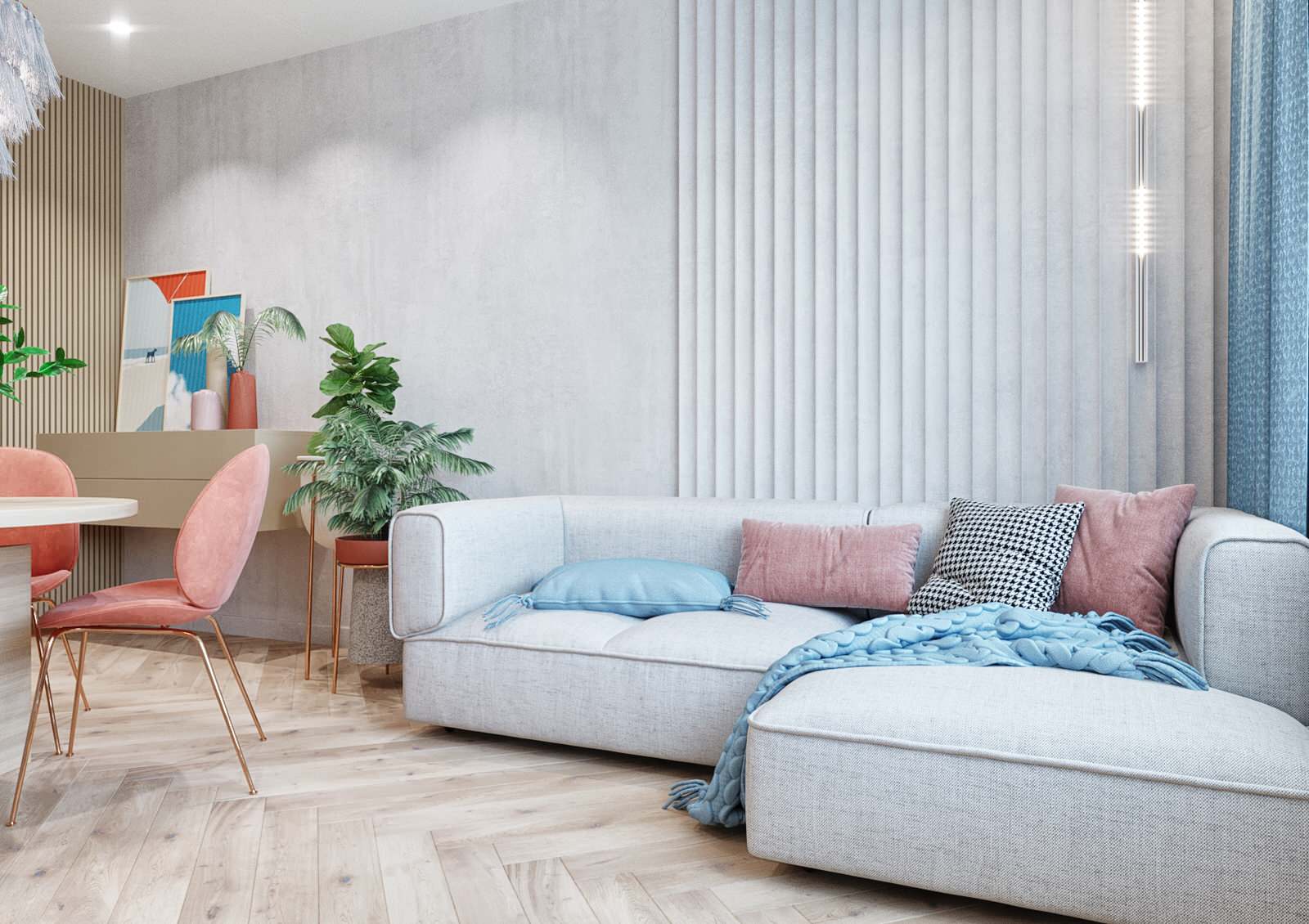 Двухкомнатная квартира 45 кв. м. в современном стиле