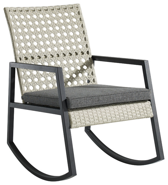 Modern Outdoor Patio Rattan Rocking Chair - Tropical - Outdoor Rocking