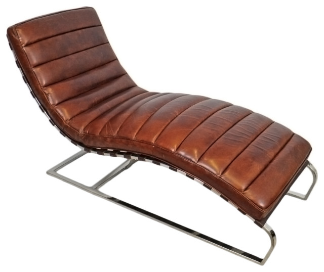 Modern Chestnut and Chrome Chaise Lounge - Contemporary - Indoor Chaise  Lounge Chairs - by Design Mix Furniture | Houzz