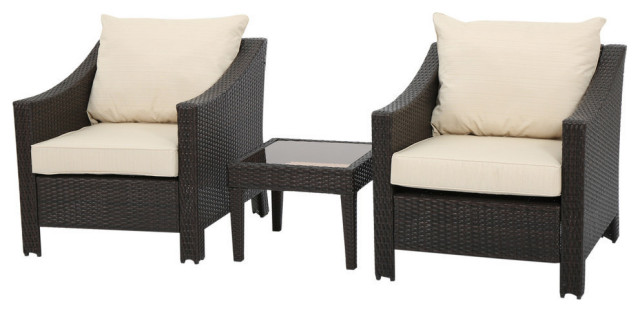 Gdf Studio 3 Piece Jones Outdoor Brown Wicker Bistro With Cushions Set Tropical Lounge Sets By Gdfstudio Houzz Gdf Studio 3 Piece Jones Outdoor Brown, 3 Piece Cushion Set For Outdoor Furniture