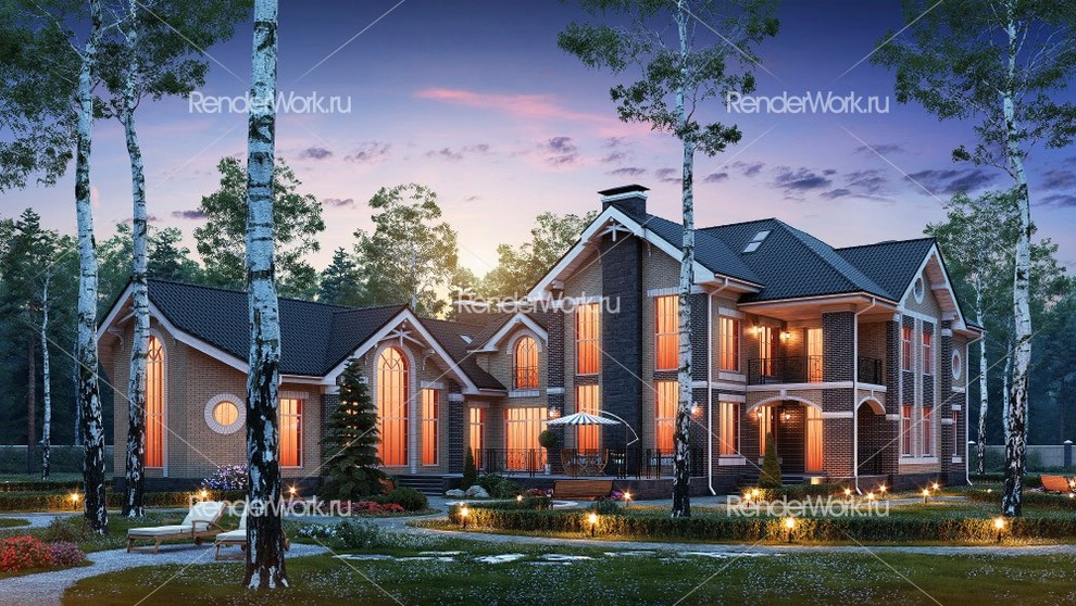 Визуализация дома ночью