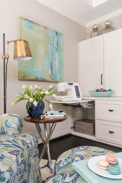 Home Office in Luxe Transitional Hi-Rise Residence transitional-home-office
