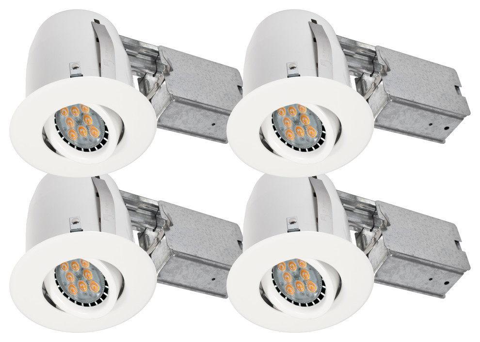 4" Brushed Chrome Recessed LED Lighting Kits With GU10 Bulb Included, 4