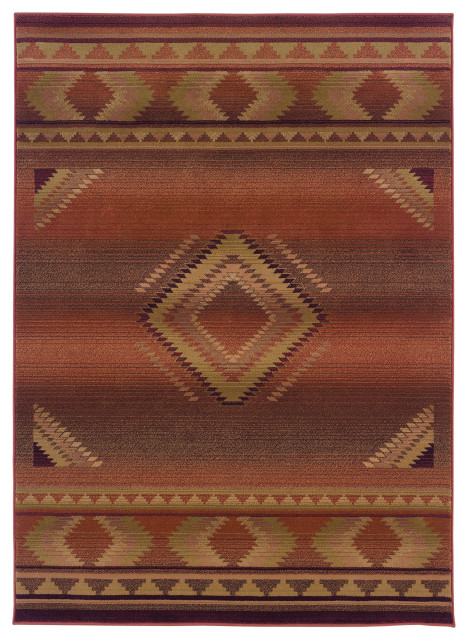 Aspire Southwest Lodge Red and Beige Rug, 7'10"x11'