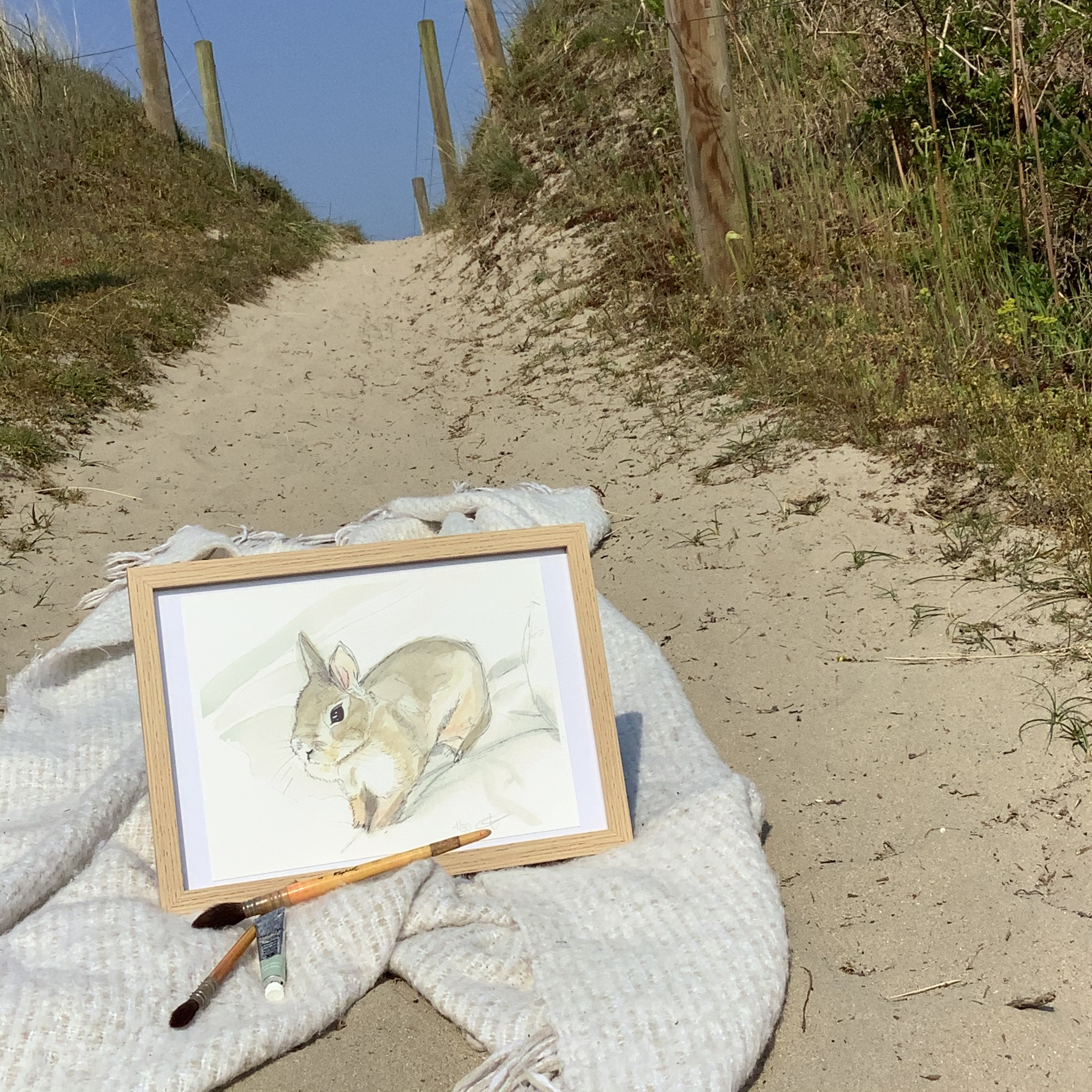 Aquarelle artisanale – Ginette dans de beaux draps