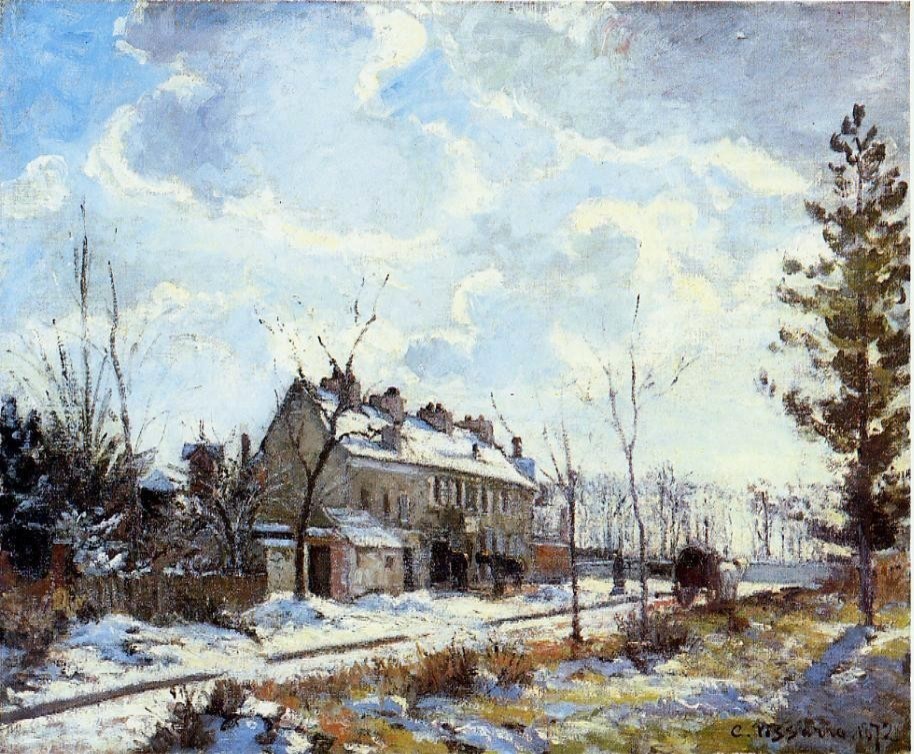 Camille Pissarro Louveciennes Road Snow Effect 20" x 25" Premium