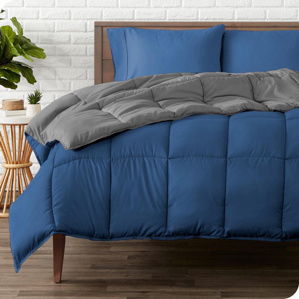 Bare Home Reversible Down Alternative Comforter, Dark Blue / Gray, Full/Queen