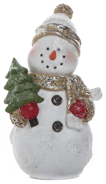 Large Resin Snowman Figurine Contemporary Holiday Accents And Figurines By Transpac
