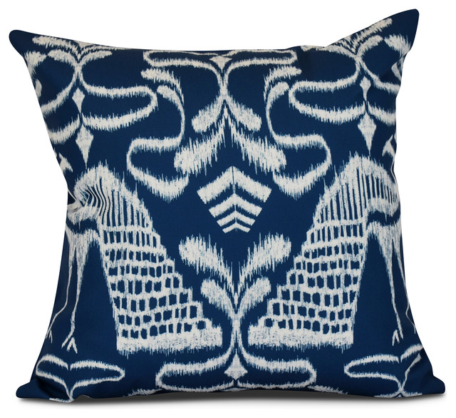 18x18", Crown, Animal Print Pillow, Blue