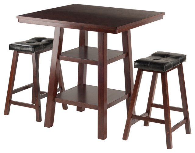 Orlando 3 Piece Set High Table 2 Shelves With Cushion Seat Stools Orlando 3 Piece Set High Table 2 Shelves With Cushion Seat Stools