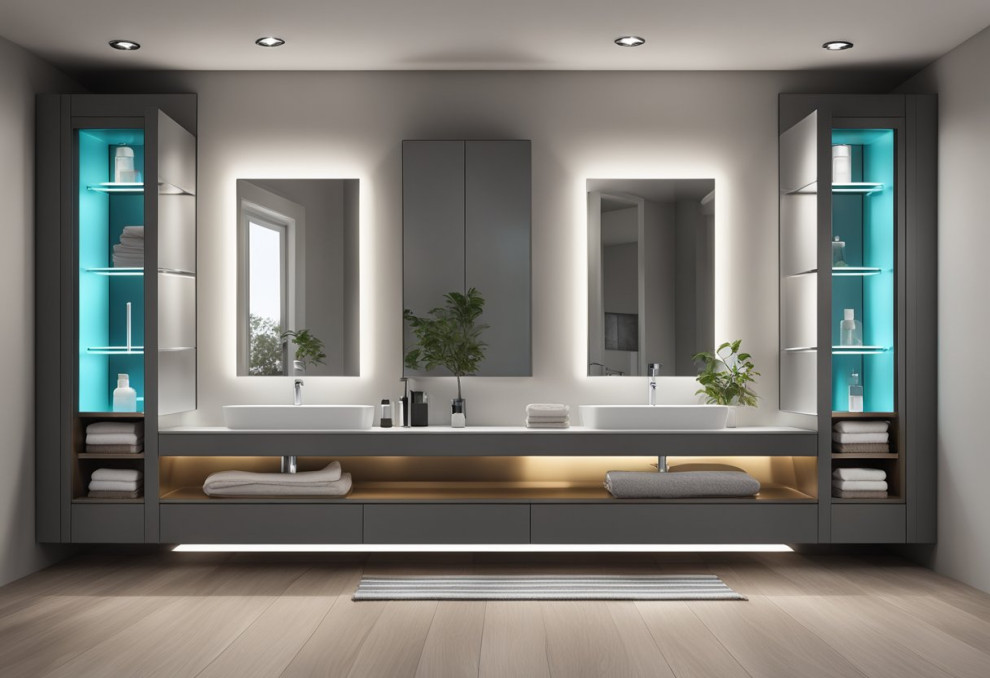 A view of a modern bathroom