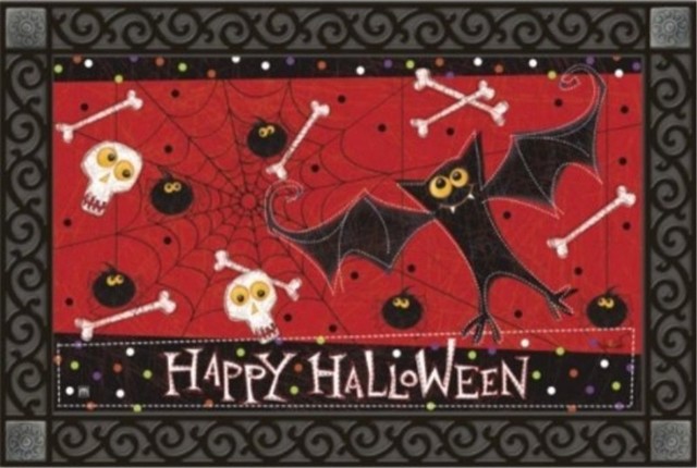 Bats And Bones Halloween Indoor Outdoor Doormat By Matmates 18 X30