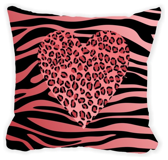 Red Leopard Heart On Zebra Background Microfiber Throw Pillow Red Leopard Heart On Zebra Background Microfiber Throw Pillow No Fill