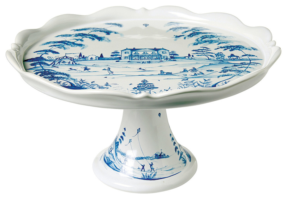 Country Estate Delft Blue Cake Stand Fete Traditional Dessert And