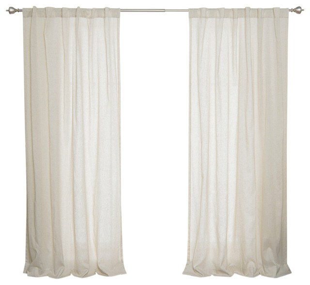 Sheer Faux Linen Rod Pocket Curtains Set Of 2 Contemporary Sheer Faux Linen Rod Pocket Curtains Set Of 2 Contemporary By Best Home Fashion