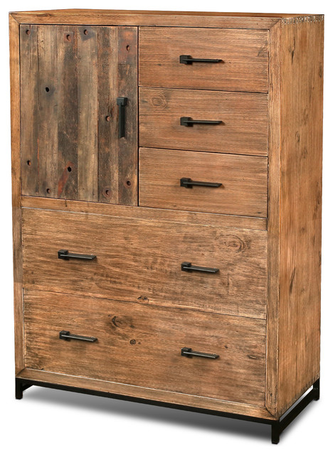 Atwood Rustic Distressed Solid Wood Chest Of Drawers Dresser