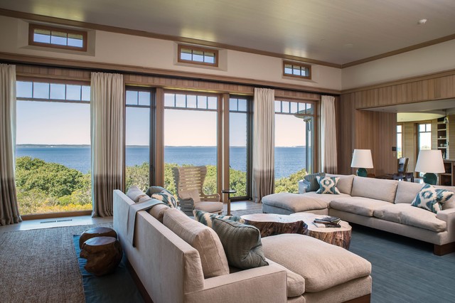 Shingle Style maritimt-dagligstue