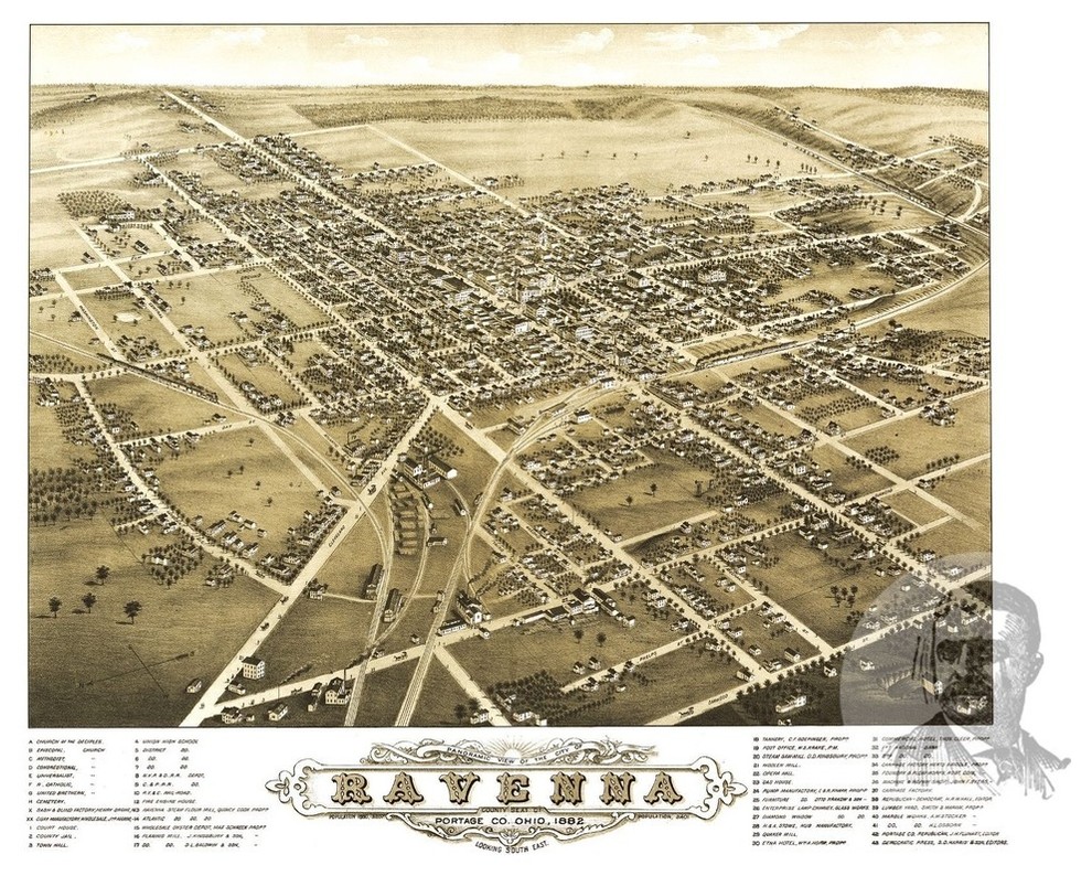 Old Map of Ravenna Ohio 1882, Vintage Map Art Print, 18"x24" Contemporary Prints And Posters