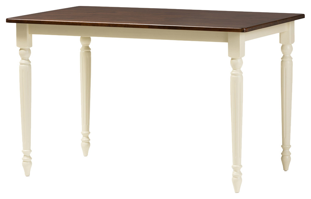 French Country Cottage Buttermilk, "Cherry" Brown Finishing Wood Dining Table