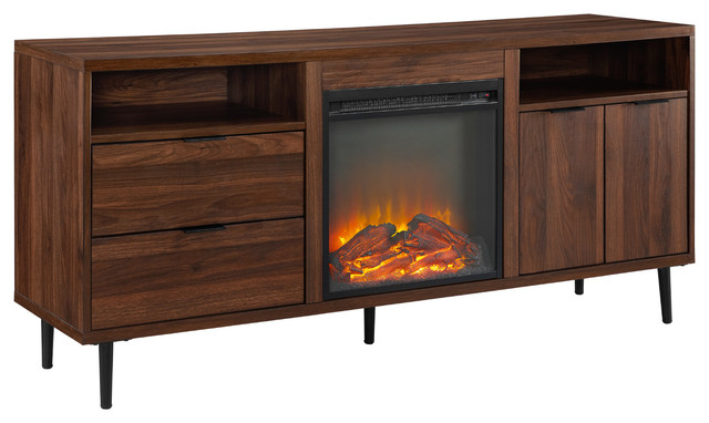 60 Modern Storage Fireplace Console, Mid Century Modern Tv Stands With Fireplace