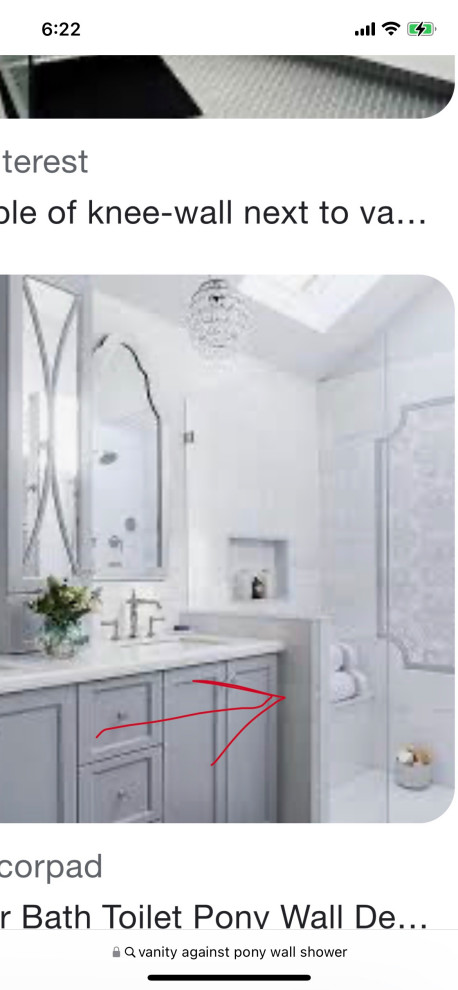 How deep/wide should bathroom pony wall be? | Houzz Forum