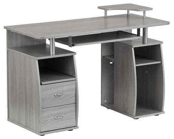 Complete Computer Workstation Desk With Storage Gray