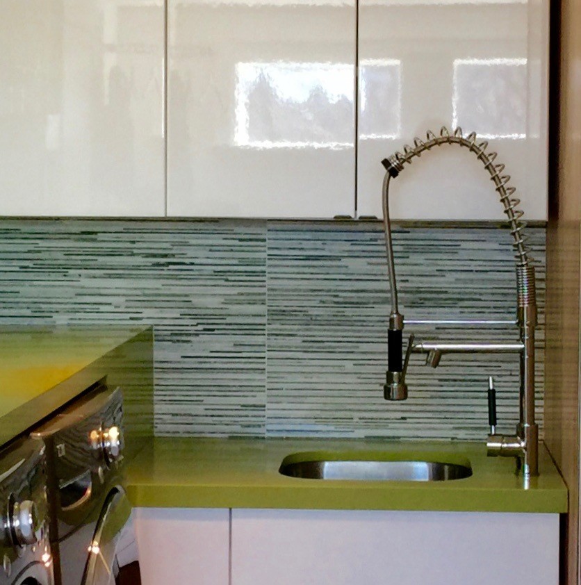 Lime Laundry Room With Dog Wash Station