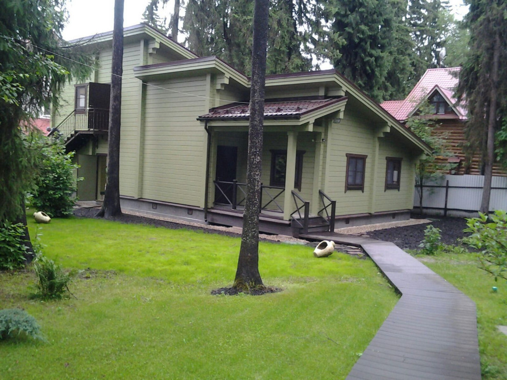 Фасадные работы частного дома и благоустройство участка