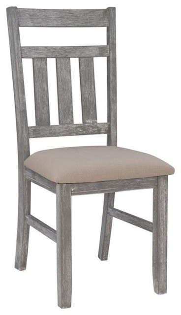 Linon Turino Wood Dining Side Chair in Weathered Gray (Set of 2)