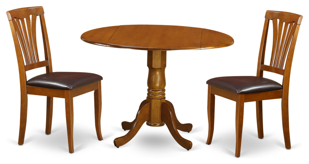 3 Pc Kitchen Table Set Dining Table And 2 Leather Kitchen Chairs