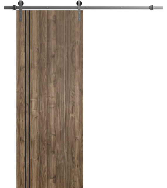 Sturdy Barn Door 18 x 80 | Planum 0016 Walnut with  | 6.6FT
