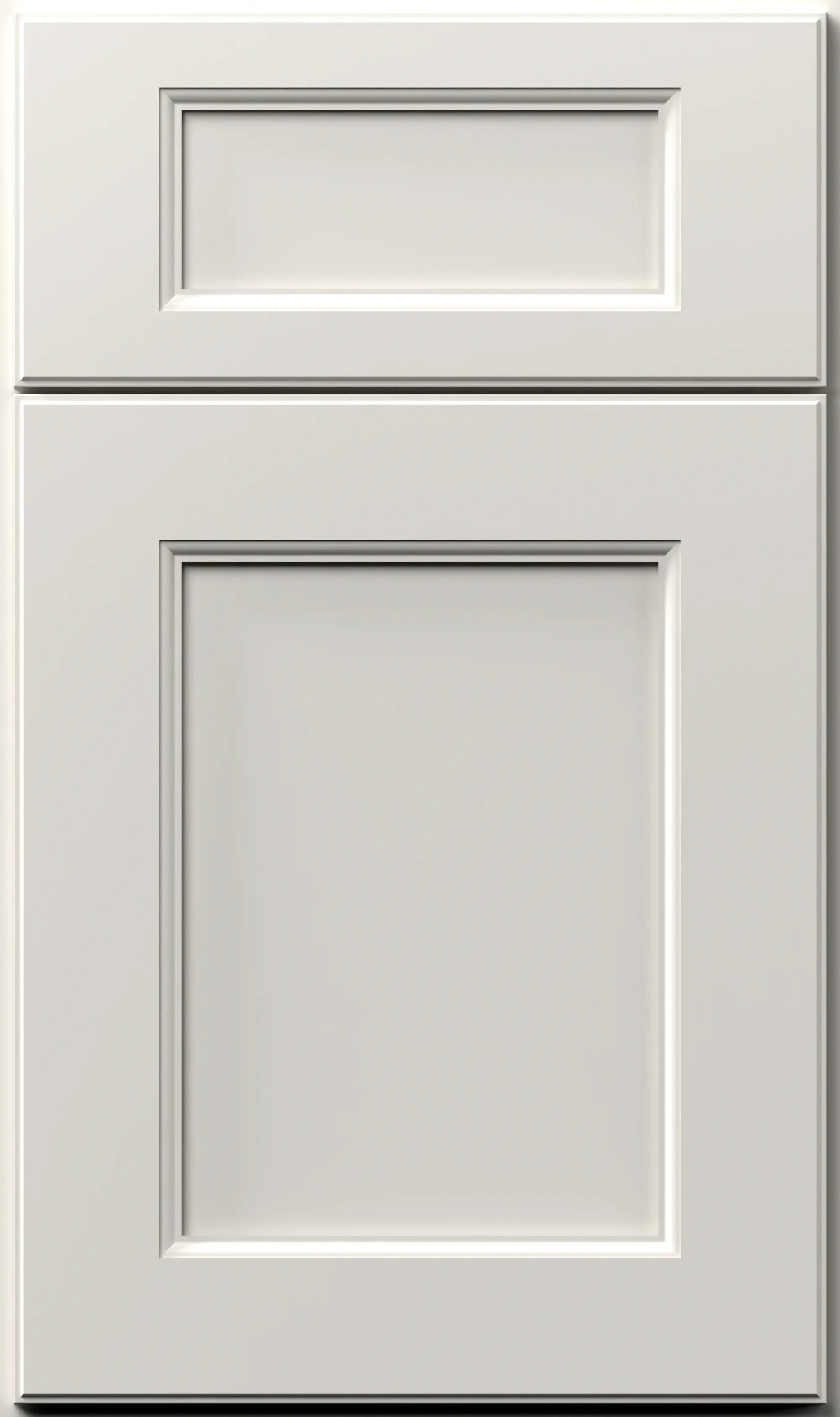 Fusion Cloud White door style with stepped frame detail, recessed flat panels and clean modern profile