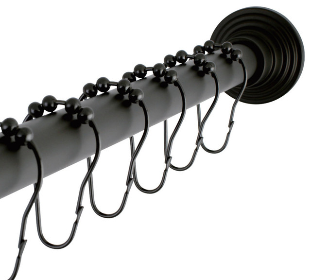 Adjustable Shower Rod And Shower Ring Set Traditional Shower