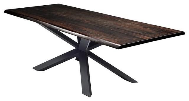 112 L Jess Dining Table Rustic Live Edge Solid Oak Brushed Stainless Steel 112 L Jess Dining Table Rustic Live Edge Solid Oak Brushed Stainless Steel