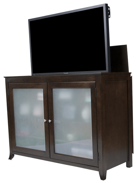 Tuscany Full Size Lift Cabinet Espresso With Frosted Glass Door