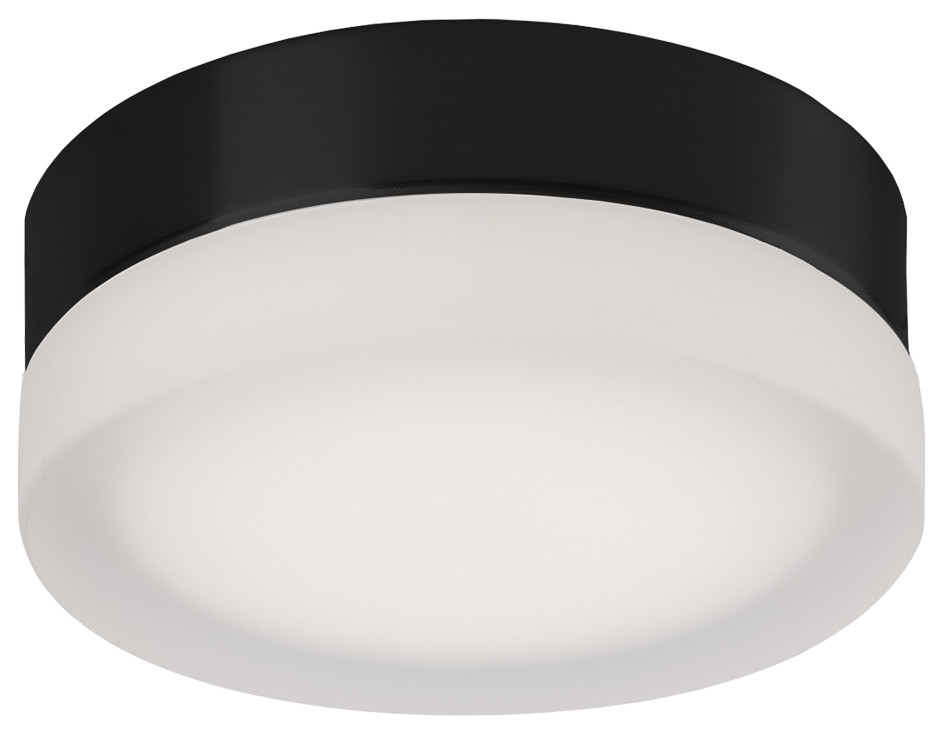 Bedford Single LED Round Flush Mount Ceiling Fixture, Black, 5.875"Dx2