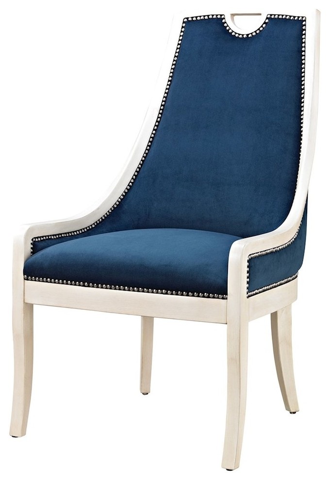 Constanzie Cappuccino Foam Navy Modern Lounge Dining Chair Transitional Dining Chairs by